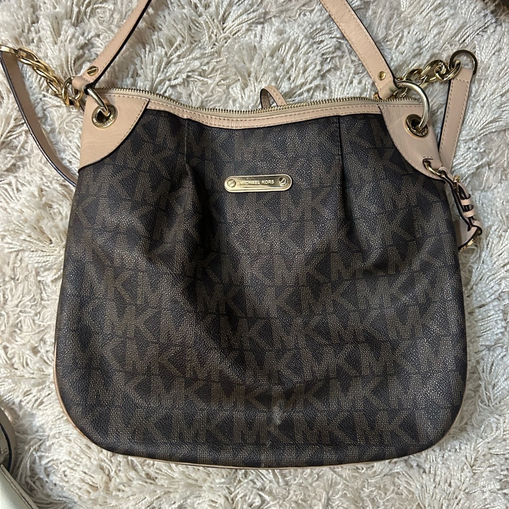 Michael Kors Dark Brown and Tan Shoulder Bag